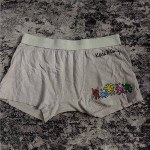 Cream Women's Shorts with Multicolor Dancing Figures Graphic